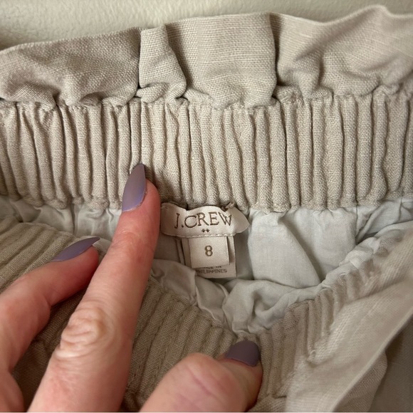 J. Crew Beige Linen Cotton Blend Ivory Elastic Waist Mini Skirt Women’s Size 8 - Picture 2 of 6